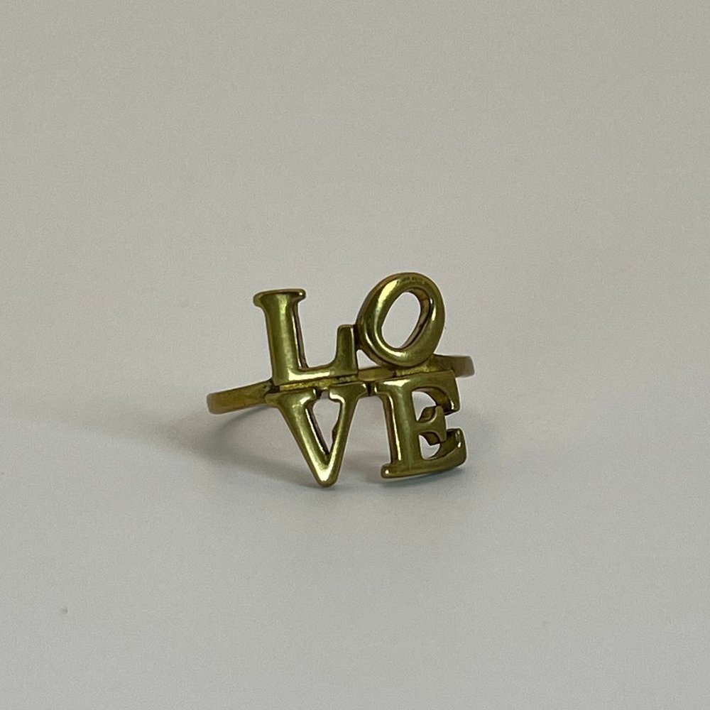 VERAMEAT Word Ring LOVE in gold brass - size 5